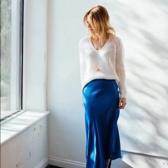 RAG & BONE Joseph Wool Blend V Neck White Sweater - Picture 2 of 7